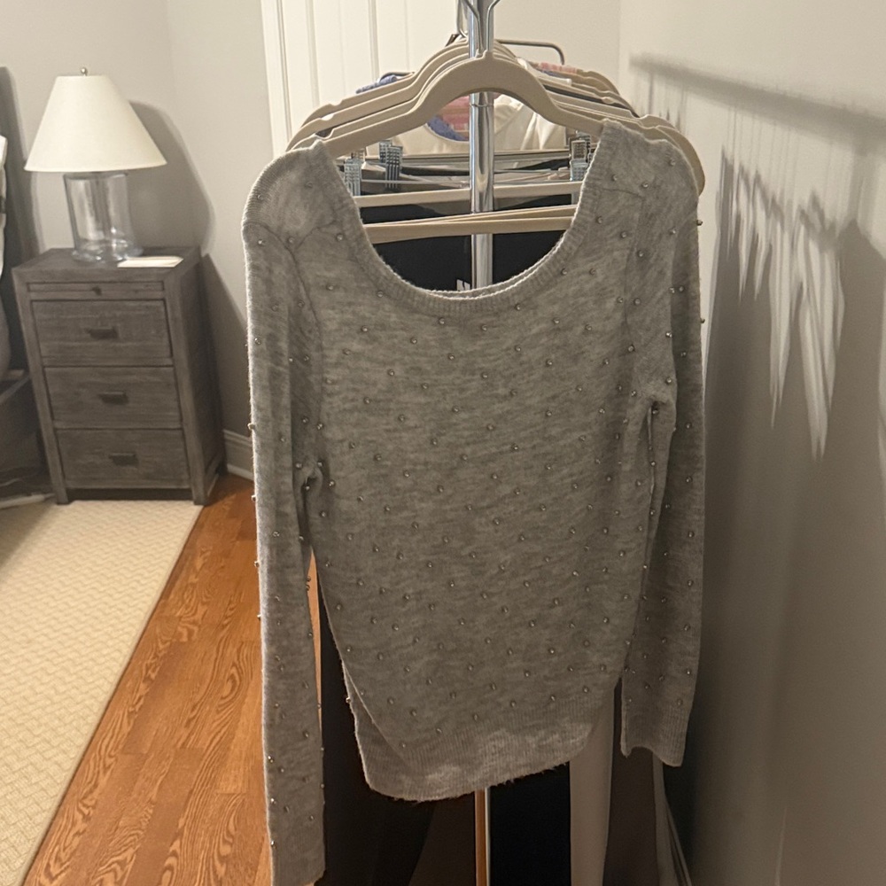 Lilly Pulitzer Gray Beaded Sweater